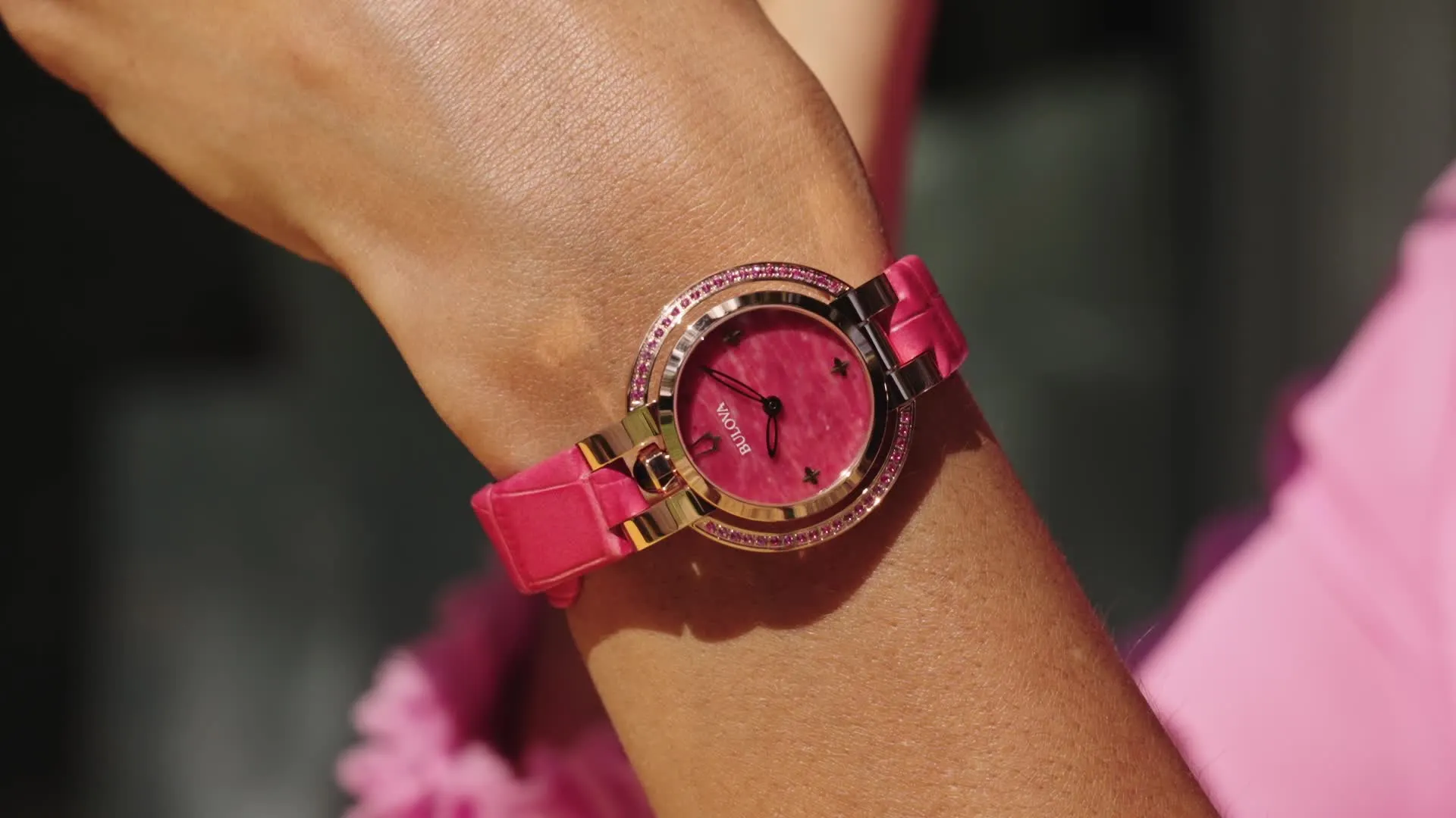 Pink Dial Leather Strap Rubaiyat Spring 97R103 | Bulova